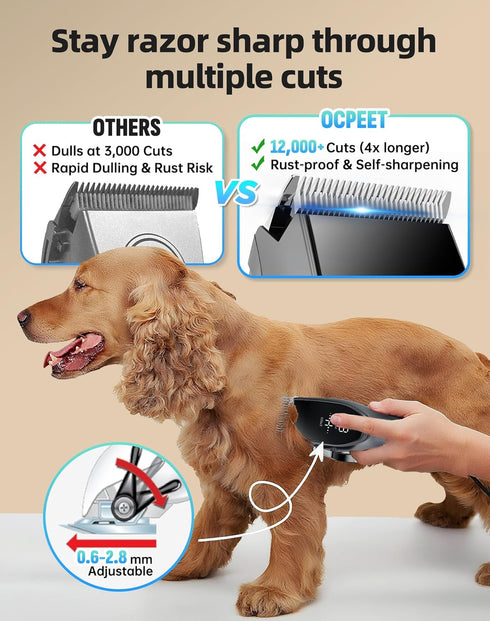 OCPEET 4 1 Trimmer 2 Speed,6 Dog Grooming Kit Low NoiseCordless in Dog Clippers for Grooming Rechargeable Pet Cat
