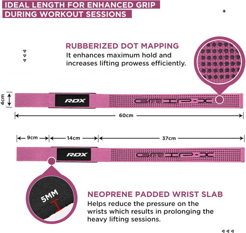 RDX Lifting Wrist Straps for Weightlifting, 60CM Hand Bar Support Grips, 5MM Neoprene Padded Anti Slip, Heavy Duty