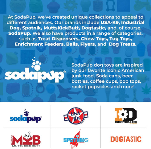 SodaPup Soda Can - Durable Dog Treat Dispenser & Chew Toy Made in USA from Non-Toxic Rubber