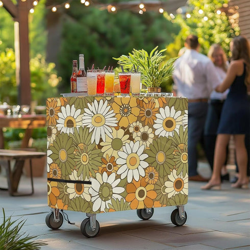 Puxucrazy 52L 19W 32H inch Hippie Flower Cooler Cart Cover Patio Cooler Cover Tear-Resistant Ice Chest Protective