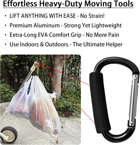 XIECHANEE Large Aluminum Carabiner, Heavy-Duty Stroller Hooks for Hanging Bags and Shopping Durable Multi-Purpose