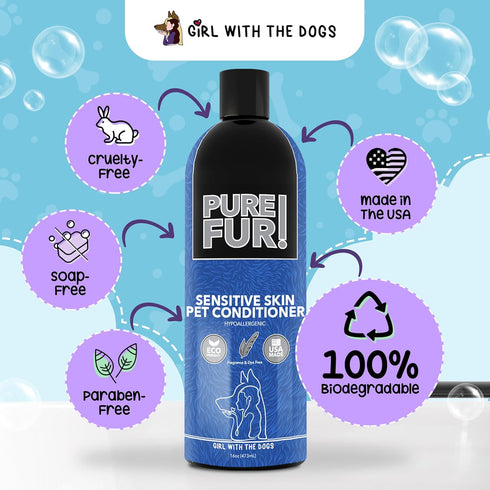 16 oz Pure Fur! by Girl With The Dogs - Made in USA - Sensitive Skin Pet Conditioner