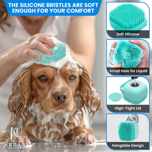 Kesarunique 8PCS Pet Grooming & Bathing Kit for Dogs & Cats, Dog Bathing Supplies with Silicone Dog Washing Gloves, Dog