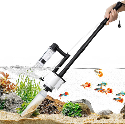 AQQA 8-in-1 Electric Fish Tank Cleaner, Aquarium Gravel Vacuum and Water Changer for Turtle Fish Tank