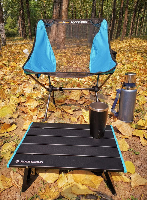 ROCK CLOUD Lightweight Folding Beach Table - Portable Camping Table in Black