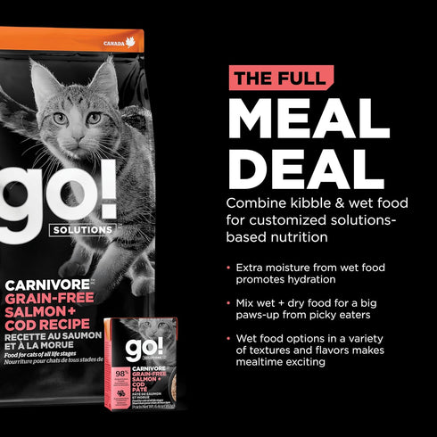 Go! Solutions Carnivore Protein Rich Dry Cat Food, Grain Free Salmon & Cod Recipe, 8lbs