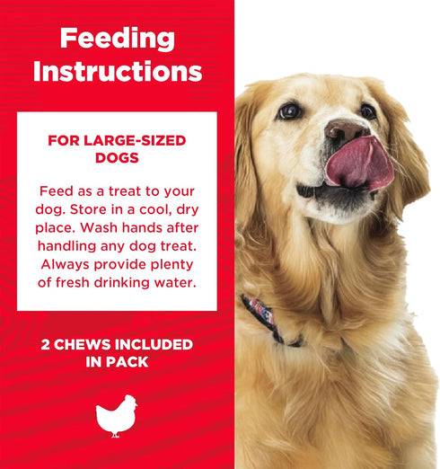 Country 2 Count Kitchen Rawhide Free Chicken Dog Chews, for Large Dogs, Made with Real Chicken, No Wheat, Corn or Soy