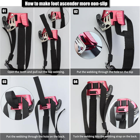 Upgraded Foot Ascender, 140kgs Strong Rappelling Gear for Rock Climbing, Tree Arborist, Climbing Rescue, 8~13MM Rope,