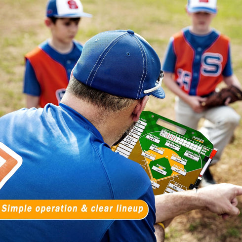 Magnetic Baseball Lineup Board - Baseball Lineup Cards for Dugout, Clipboard for Coaches, Softball Marker Boards (Brown)