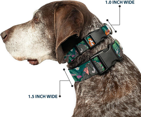 Buckle-Down Plastic Clip Collar, The Jungle Book 8-Character Group Greens, 1" Wide, Fits 15-26" Neck