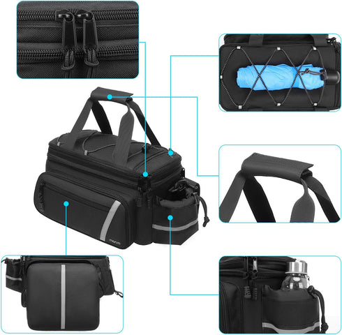 MOSISO Bike Rack Bag with Rain Cover, Insulated Bicycle Rear Seat Bag with 2 Foldable Panniers