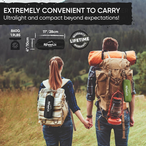 POWERLIX Ultralight Sleeping Pad for Camping with Inflating Bag - Compact Lightweight Air Mattress