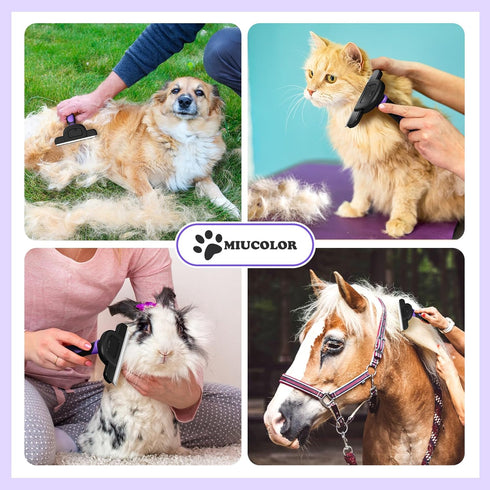 MIU COLOR Long Hair Pet Grooming Brush, Deshedding Tool for Medium and Large Dogs & Cats, Reduces Shedding by 95%