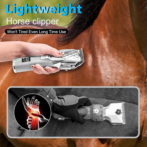 Trimmers 2500mAh Horse Clippers, Cordless Grooming Kit with BatteryLow Noise Heavy Duty Body Clipping Machine with LED