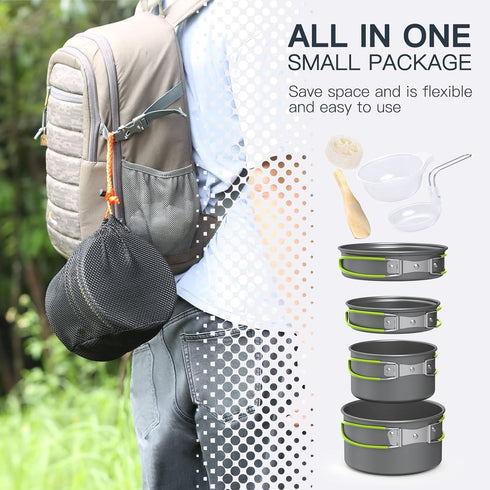 ACAGALA 2-3 Set Portable Outdoor Tableware Camping Cookware People Multifunctional Portable Cooking for Outdoor Stove