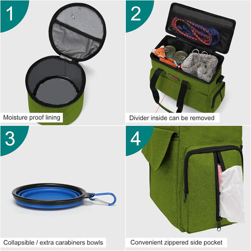Set 2 2 1 Modoker Dog Travel Bag, Weekend Pet Travel for Dog and Cat, Airline Approved Tote Organizer