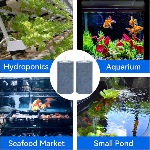 AQUANEAT Aquarium 4"x2" Cylinder Air Stone, Fish Tank Aerator Diffuser, 4 pcs