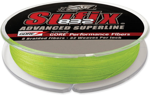 Sufix 832 Braid, 30 lb, Neon Lime, 300 yards