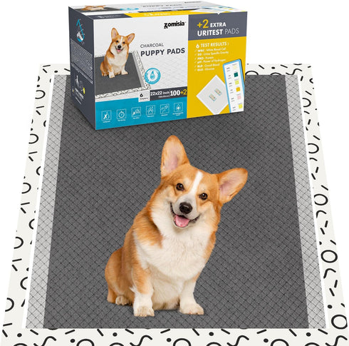 ZOMISIA Charcoal Puppy Pee Pads for Dogs, 22"x22" 100 Counts + 2