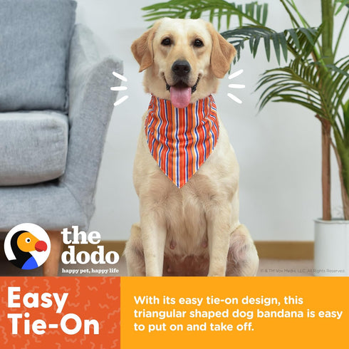 The Dodo Dog Bandana, Striped; Cute Print Bandana for Dogs, Summer Pattern Neck Kerchief for Everyday Pet Apparel