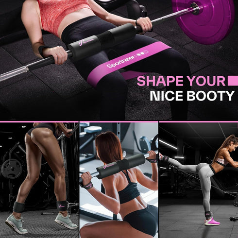 Sportneer Barbell Pad Set, 10Pcs Squat Pad for Hip Thrusts and Lunges with Ankle Straps and Resistance Bands