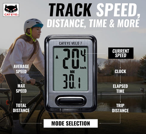 Setup 3 CATEYE Wired Bike Computer Entry-Level Speedometer and Odometer, Perfect for Beginner Cyclists, Auto