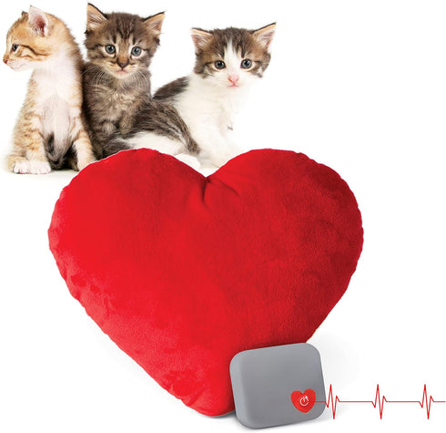 K&H Pet Products Mother's Heartbeat Plush Kitten Calming Toy, 6 Inch Heart Pillow for Red Kittens