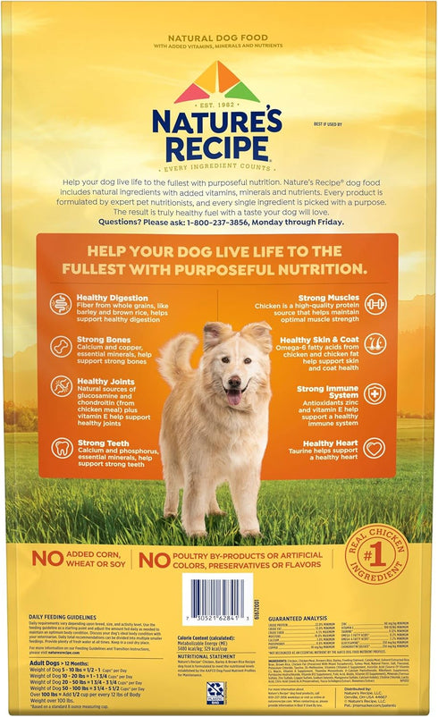 Nature's Recipe Chicken, Barley & Brown Rice Recipe Dry Dog Food, 24 lb. Bag