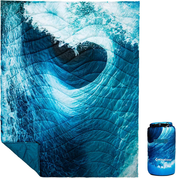 KingCamp Lightweight Camping Blanket, Down Alternative Puffy Printed Quilt, Portable for Travel, Picnic, Hiking, 79" x