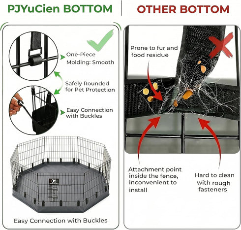 24" 600D PJYuCien Octagonal Playpen Bottom Pad for Side Metal Pet Pen, Waterproof Oxford with Raised Edges & Snap