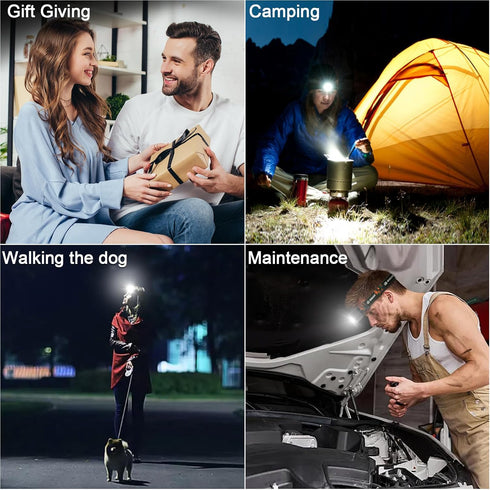 2-Pack, 8 2500 Rechargeable Headlamp Flashlight LED Lumen Ultra-Light Bright Headlight with Motion Sensor, Waterproof