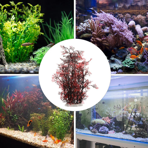 2 13.8 inch balacoo Pcs Aquarium Decor Plastic Plant, Red Coral Tree for Fish Tank Decoration, Artificial Plants