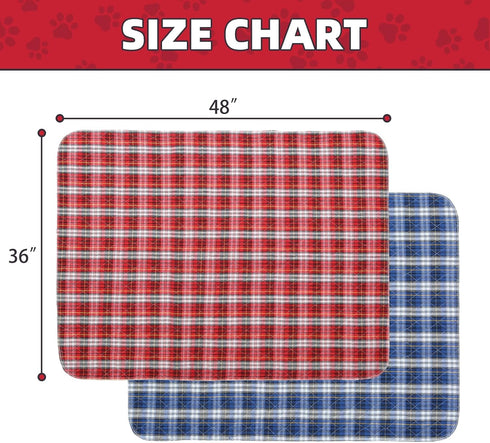2 Pack 36"x 48" KOOLTAIL Reusable Puppy Pads, Washable Pee Pads for Dogs-Waterproof Non-Slip Plaid Puppy Training Pads