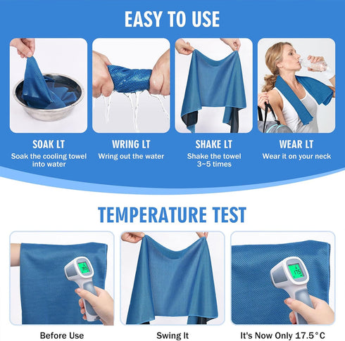 Hemndic 4 Pack (40"x12"), Cooling Towels Soft Breathable Cooling Towels for Neck and Face, Microfiber Workout Towels