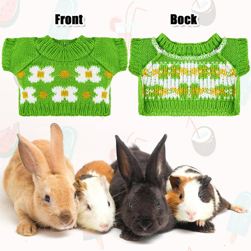 10 Pcs Guinea Pig Stuff Includes 5 Mini Hats & 5 Clothes for Small Animals, Cozy Hand Knitted Set