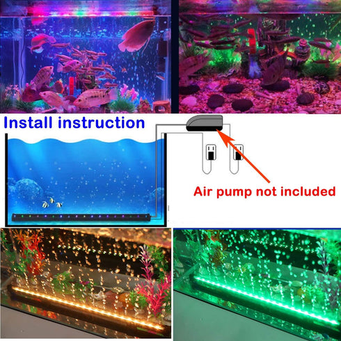 Aquarium Air Bubble Light, RGB LED Fish Tank Light with 16 Colors, Remote Control IP68 Submersible Lamp for Turtle Tank