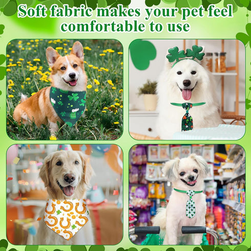 108 Set Reginary Pcs St. Patrick's Day Dog Bandanas Bulk with Neck Ties Washable Adjustable St. Patrick's Day Dog