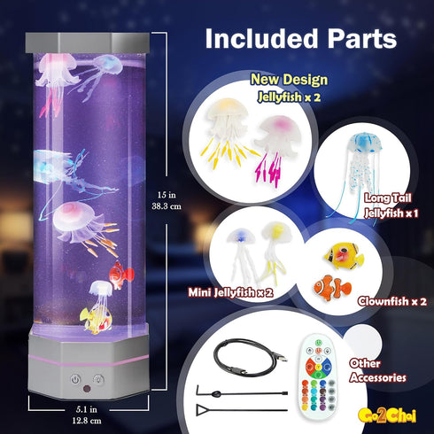 Decor,7 Large Size Jellyfish Aquarium Lamp Fake Fish Jelly Fish Tank Aquarium Lava Lamp Night Light Room