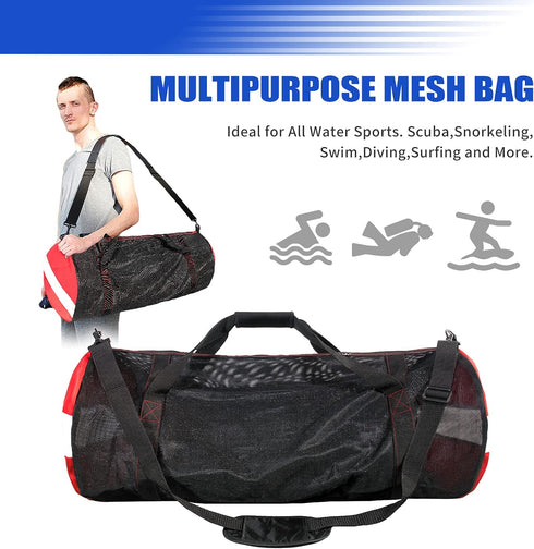 Sports Duffle Bag, Extra Large Mesh Dive Beach Bags with Shoulder Strap for Scuba Diving Gear