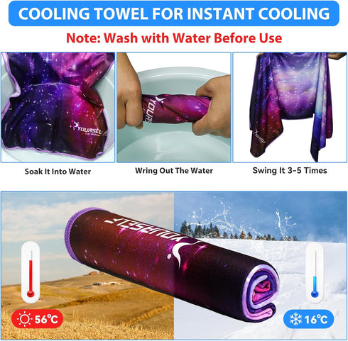 SYOURSELF Cooling Towel - 40" x 12" Ice Towel for Instant Cooling Relief, Perfect for Sports and Gym (1PC-Starry)