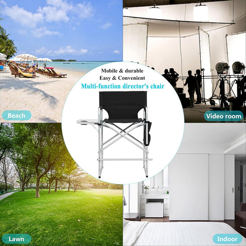 GeRRiT 26.5 inches Tall Directors Chairs Foldable Makeup Artist Chair Seat Height Heavy Duty Folding Camping Chair