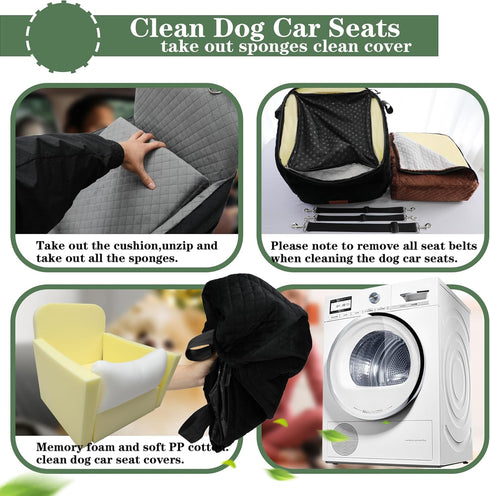 Dogs,2 Dog Car Seat for Small/Medium Adjustable Seat Belt,Memory Foam with Soft Fabric Pets Travel Car Bed