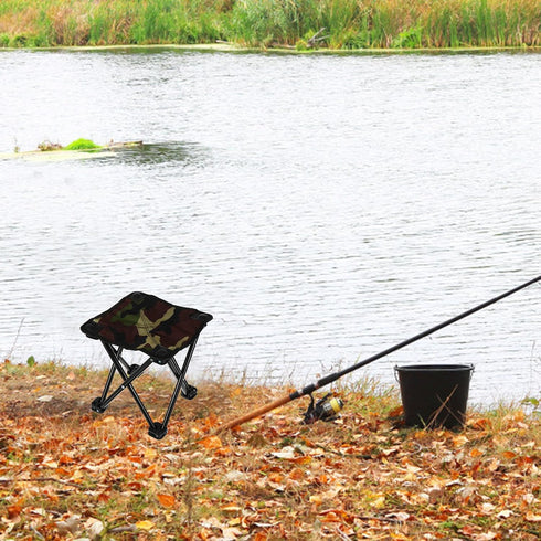 INOOMP Portable Folding Fishing Stool Camp Chair Camouflage Small Foldable Outdoor Seat for Camping Hiking and Fishing