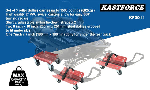Snowmobile Dolly Set - Max Supporting 1500Lbs with Heavy Duty Straps for Skis