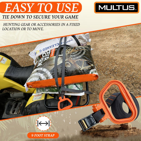 MULTUS Sportsman Deer Drag and Hunting Gear Tie Down Pull Strap, Hunting Accessory for Men