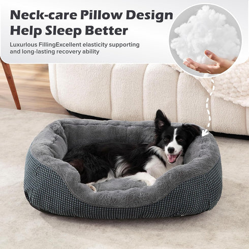 INVENHO Large Washable Dog Beds, Rectangle Orthopedic Bed for Large Dogs, Durable with Anti-Slip Bottom