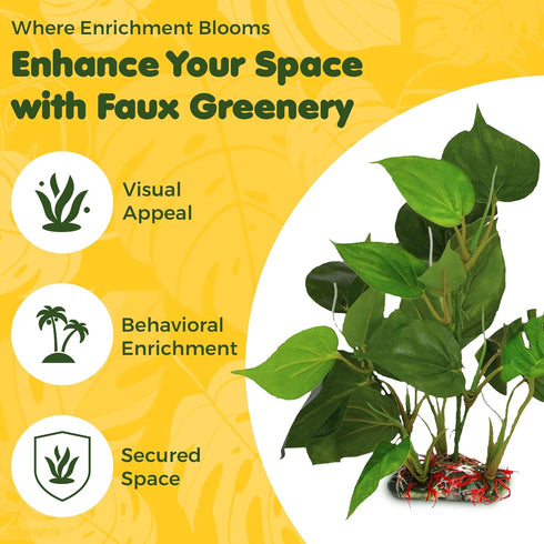 SunGrow Gecko & Reptile Tank Decor - Artificial Plant (Gecko Anubias - Plastic)