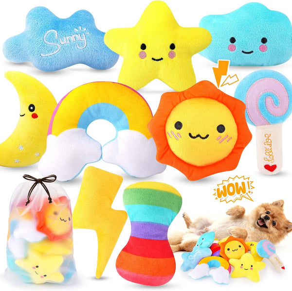 KIPRITII Whimsical Squeaky Dog Toys for Small Dogs & Puppies Plush Toys