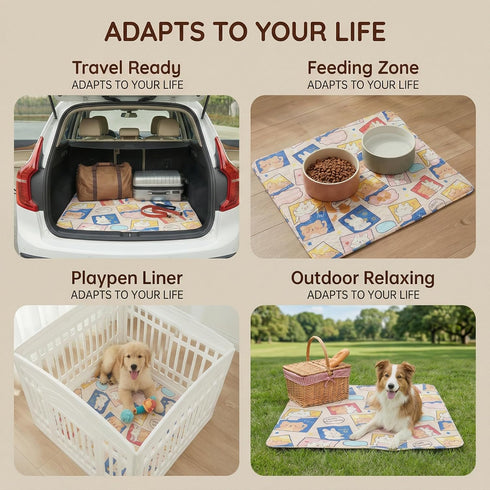 36"x36" 3-Layer PJYuCien Non-Slip Pet Playpen Mat with Comfort, Reusable and Washable Training Crate Pad, Travel Mat