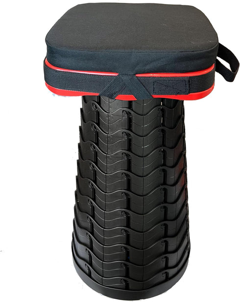 Portable Foldable Stool Bundle Set - Large Square Collapsible Stool with Thick Seat Cushion for Camping Travel